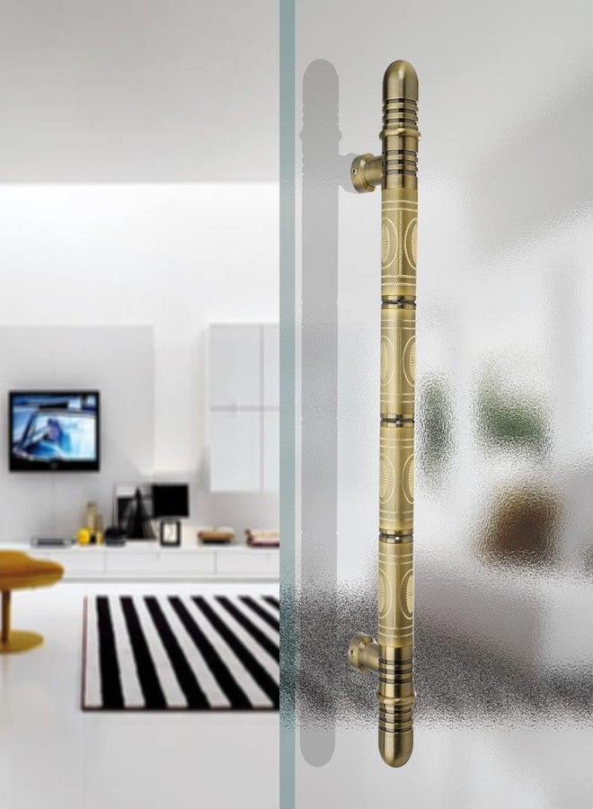 LAPO مقبض باب LAPO نحاسي بالكامل مقاس 18 بوصة للباب الرئيسي، مقبض باب غرفة النوم للأبواب الخشبية والزجاجية، مقبض باب سحب ودفع للمنزل والمكتب والفندق - عبوة من قطعة واحدة | لمسة نهائية عتيقة، ضمان 3 سنوات | - Image 3